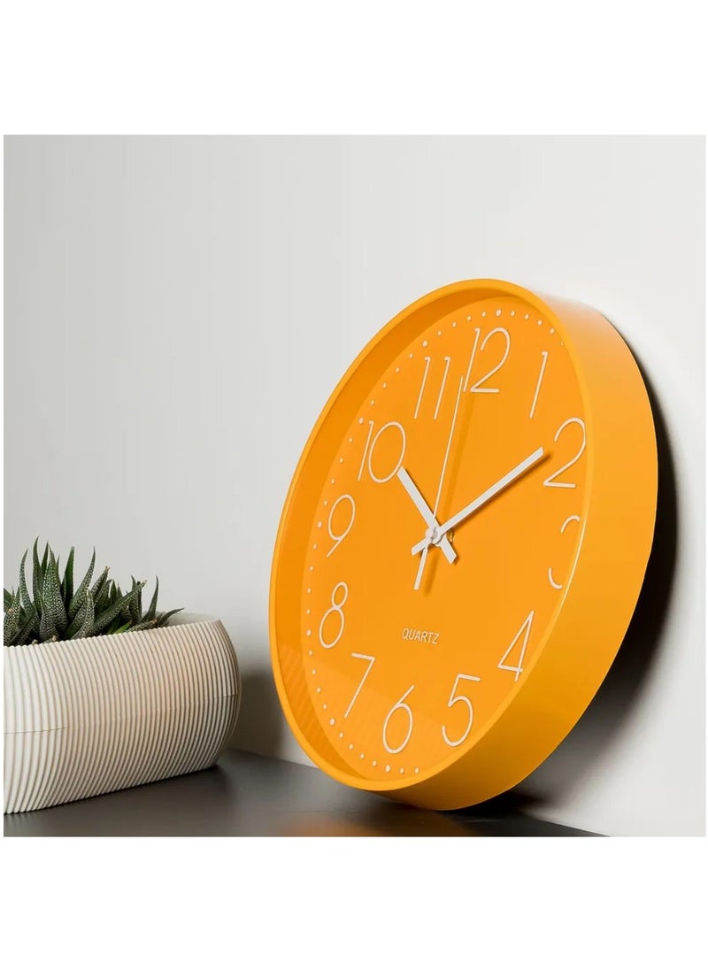 MileMelo - Minimalist Wall Clock Modern Design Living Room Bedroom Quartz Mute Light Luxury Clocks Hanging Watch Home Decor (Color: Orange, Size: 12inch 30cm) - Image 1
