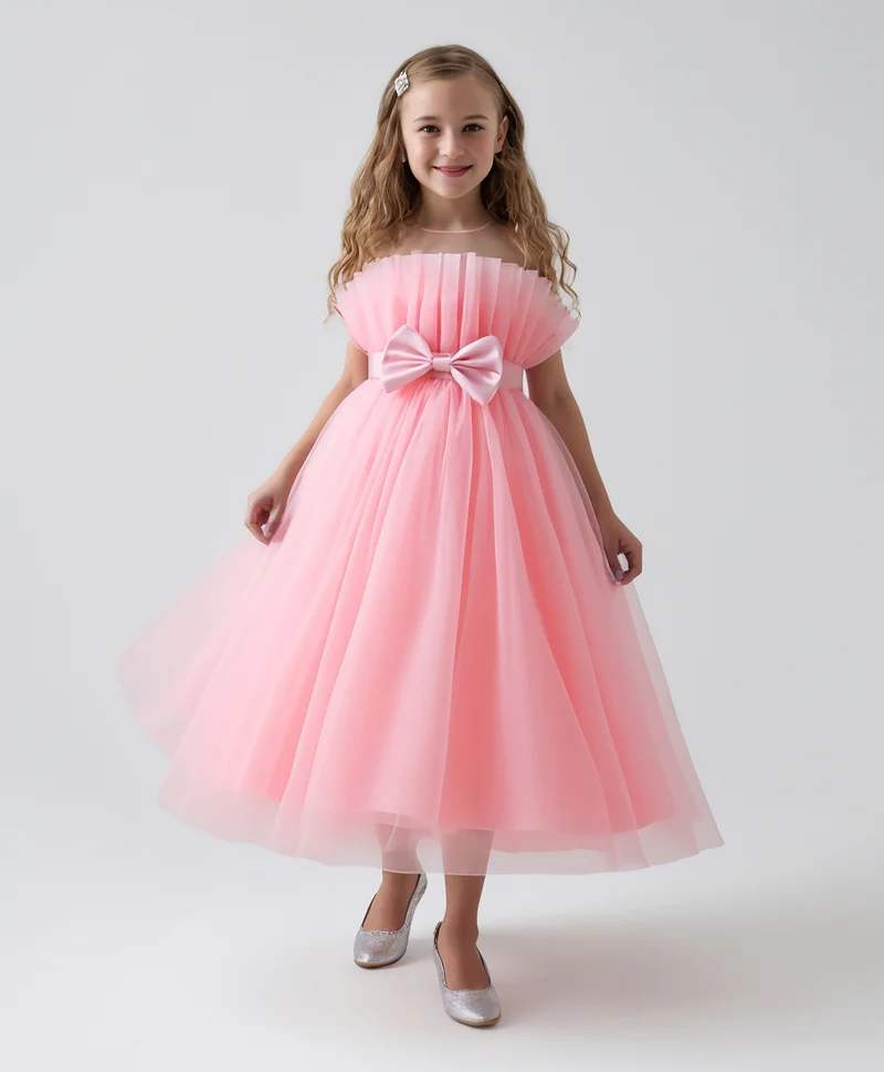 مارك وميا فستان مارك وميا بلا أكمام مع تفاصيل فيونكة - وردي