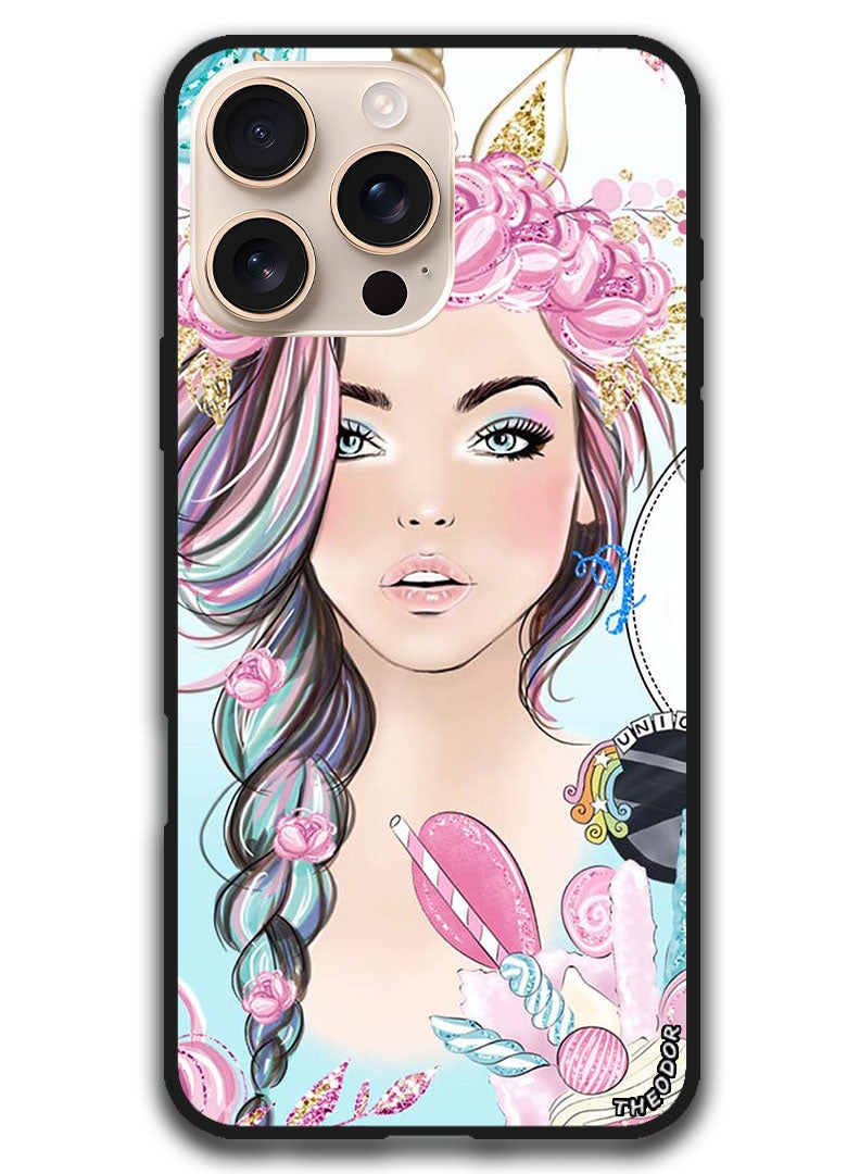 Theodor Protective Case Anti Scratch Shock Proof Bumper Cover For iPhone 16 Pro Max (6.9)-inch Unicorn Girl - Image 1