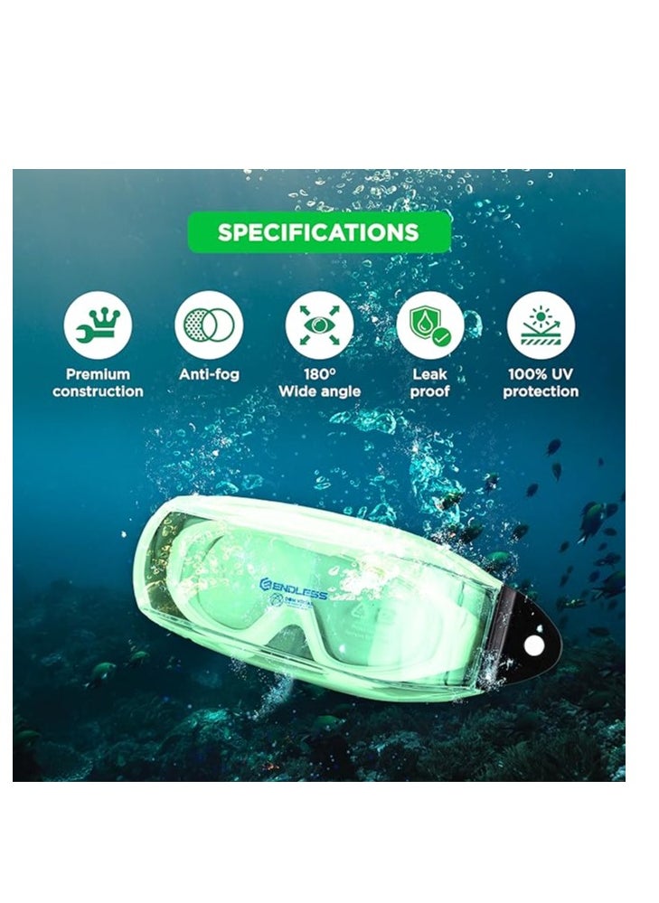 ENDLESS  EL1009 Premium Swimming Goggle with Anti-Fog and UV Protection | Material : Silicon, PU | Stylish Big Frame for more Visibility | Soft Silicone Gasket for Leak Proof | With Hard Case  - Image 2