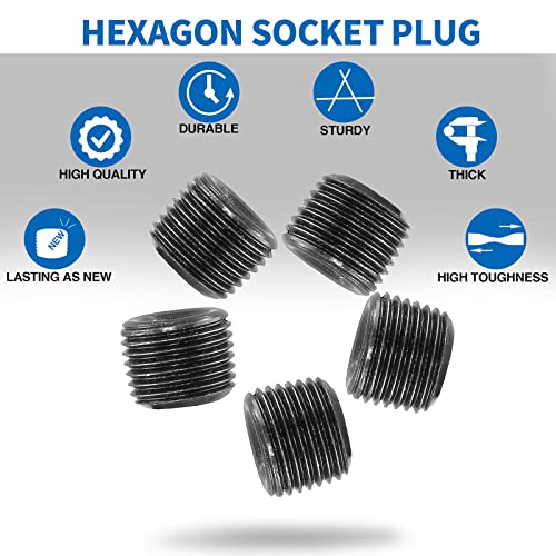 LifCratms 1/8" Male NPT Plugs, Carbon Steel Pipe Fitting, Countersunk Pipe Plug Kit Socket Internal Hex Head (Pack of 10) - Image 4