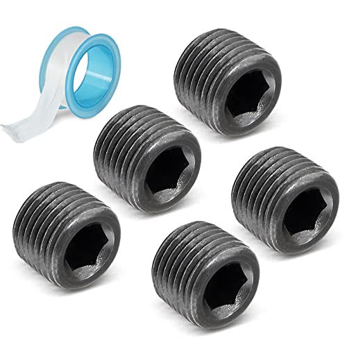LifCratms 1/8" Male NPT Plugs, Carbon Steel Pipe Fitting, Countersunk Pipe Plug Kit Socket Internal Hex Head (Pack of 10) - Image 1
