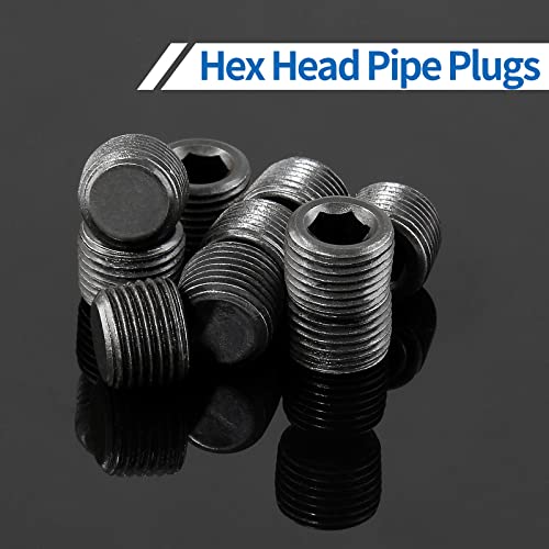 LifCratms 1/8" Male NPT Plugs, Carbon Steel Pipe Fitting, Countersunk Pipe Plug Kit Socket Internal Hex Head (Pack of 10) - Image 5