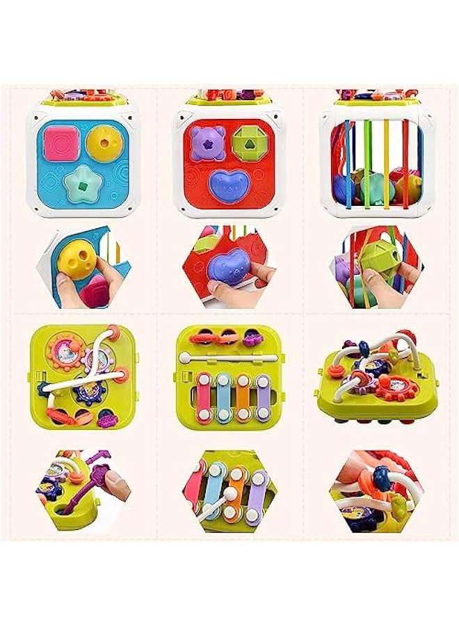 HOOKOR Baby 7 in 1 Multifunction Educational Toys, Sensory Montessori Toys for 1 2 Year Old Boy Girl Gifts, with Shape Sorter, Stacking Blocks for Toddlers Birthday Gifts  - Image 3