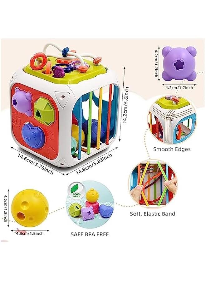 HOOKOR Baby 7 in 1 Multifunction Educational Toys, Sensory Montessori Toys for 1 2 Year Old Boy Girl Gifts, with Shape Sorter, Stacking Blocks for Toddlers Birthday Gifts  - Image 2