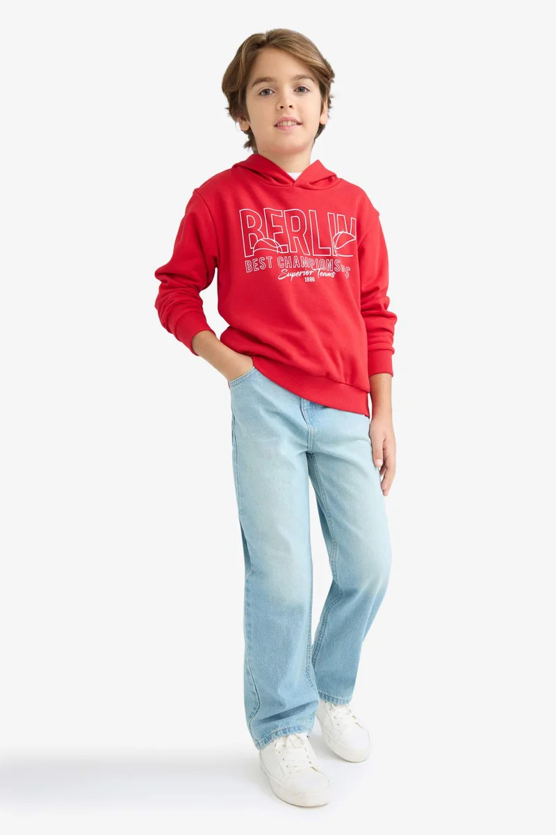 Defacto Boy Hooded Printed Sweatshirt