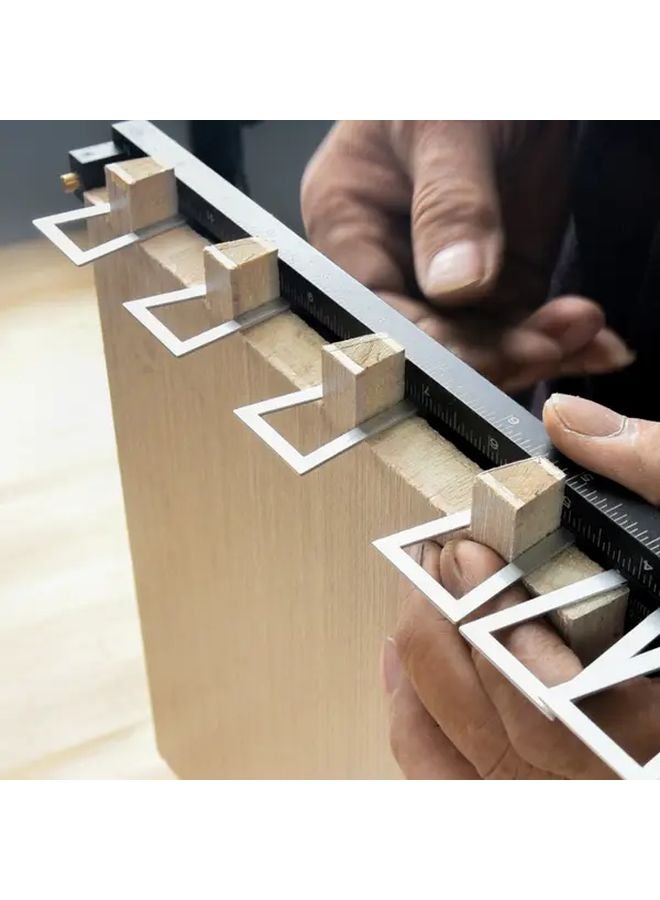 Black And White 28pcs Dovetail Marking Gauge Aluminum Alloy Multifunctional Adjustable Woodworking Tool - Image 4