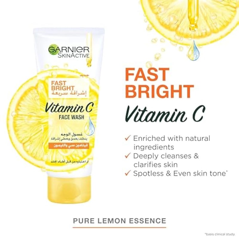 Garnier Fast Bright Vitamin C Serum 30 ml, Face wash and Day Cream Bundle - Image 4