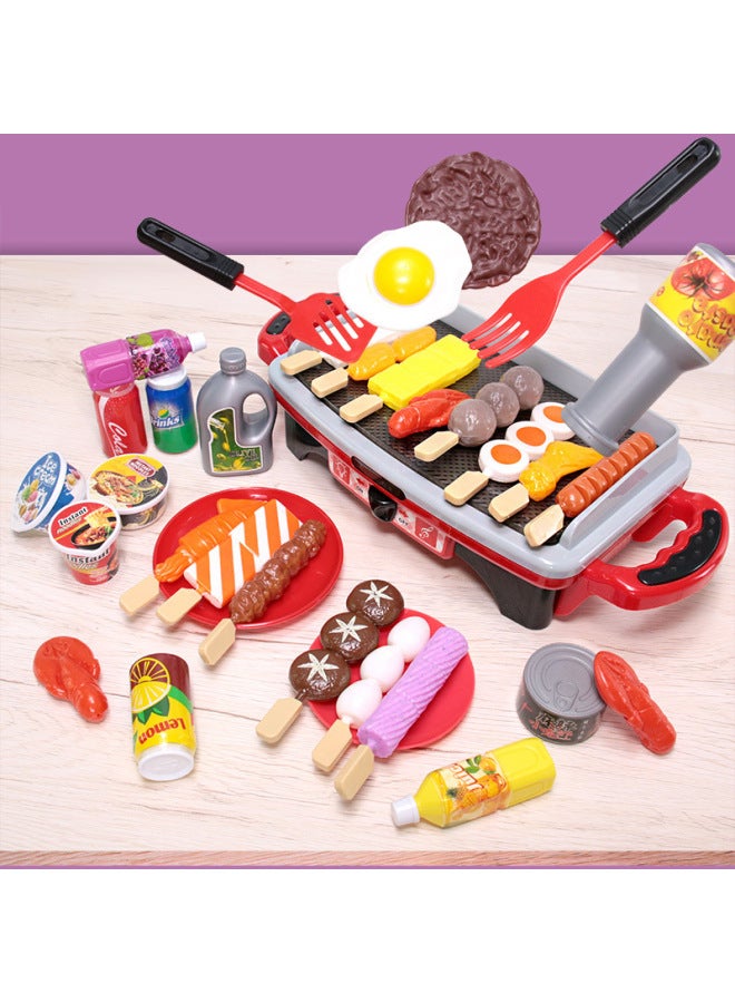 Children's Toys Barbecue Toys Educational Simulation Set Simulation Kebab Rack Kitchen Barbecue Play House Wine Coke-Specifications:Red Barbecue Grill Standard (english Color Box) - Image 2