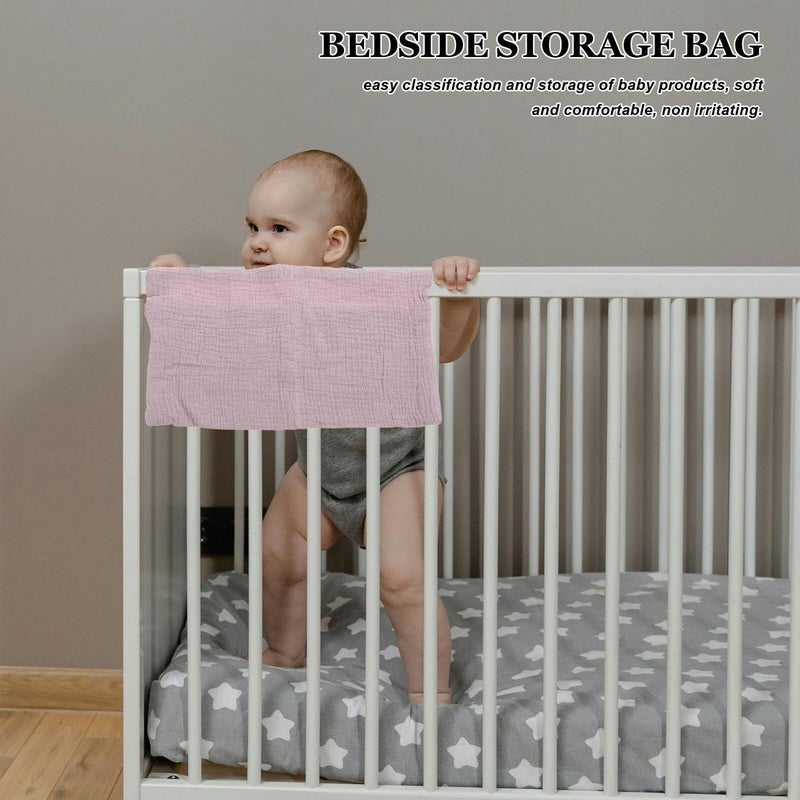 Hanging Diaper Organizer With 2 Cotton Pockets For Crib Stroller Nursery Storage Caddy Purple - Image 5