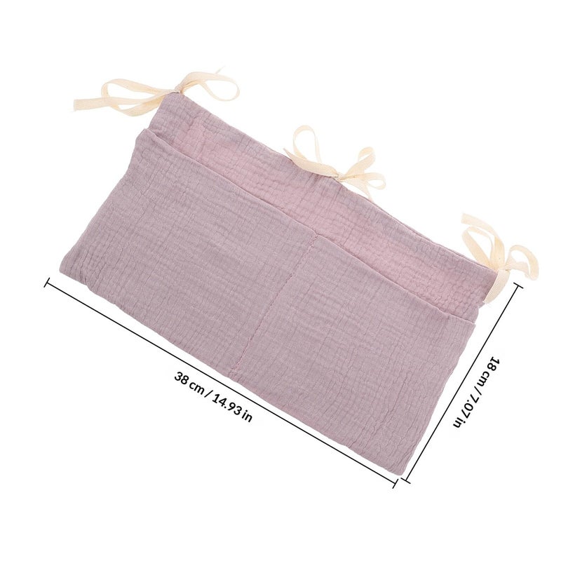 Hanging Diaper Organizer With 2 Cotton Pockets For Crib Stroller Nursery Storage Caddy Purple - Image 3