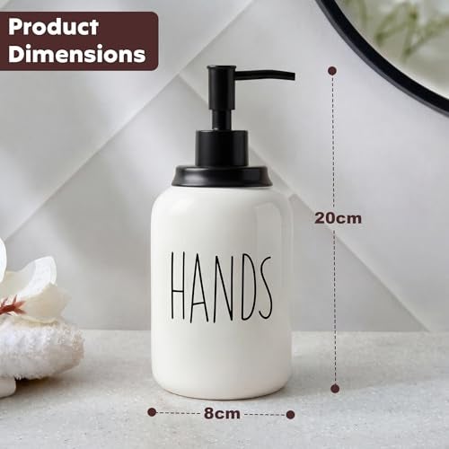 Decor & More Modern Ceramic Soap Dispenser | 500ml Liquid Handwash Dispenser White with Removable Pump | Handwash Bottle for Kitchen & Bathroom - Image 2