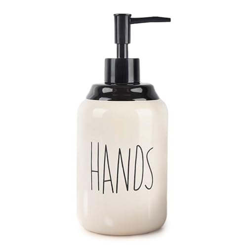 Decor & More Modern Ceramic Soap Dispenser | 500ml Liquid Handwash Dispenser White with Removable Pump | Handwash Bottle for Kitchen & Bathroom - Image 1