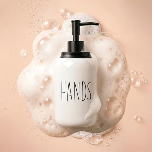 Decor & More Modern Ceramic Soap Dispenser | 500ml Liquid Handwash Dispenser White with Removable Pump | Handwash Bottle for Kitchen & Bathroom - Image 4