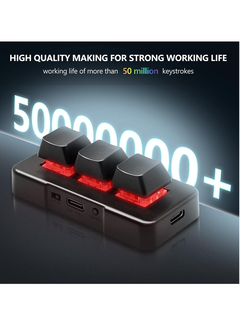 KASTWAVE - Mechanical Gaming Keyboard 3 Key Mini Keypad Customize Programmable Macro Keyboard OSU Keypad One Key Control Combo with RGB Backlit for PC Video Game Office Work Sheet Music,HID - Image 1