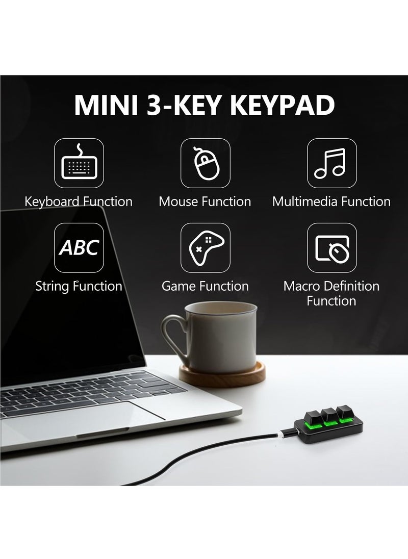 KASTWAVE - Mechanical Gaming Keyboard 3 Key Mini Keypad Customize Programmable Macro Keyboard OSU Keypad One Key Control Combo with RGB Backlit for PC Video Game Office Work Sheet Music,HID - Image 1