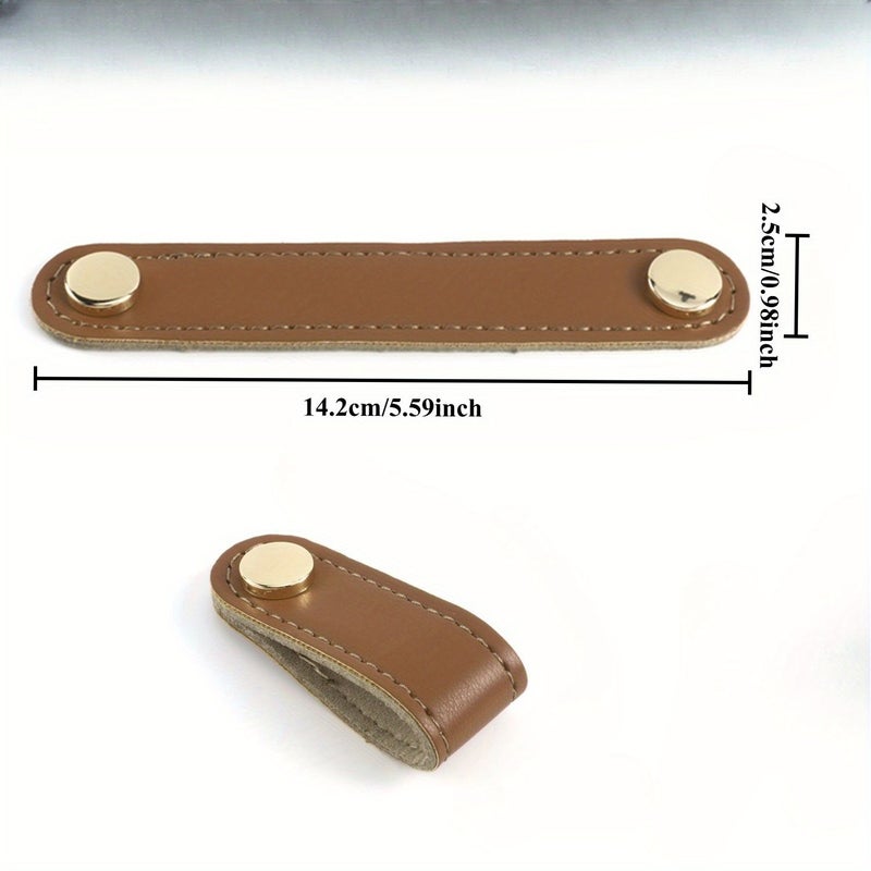 Customized Laser Engraved Leather Cabinet Handles Drawer Pulls Two Pieces 5 59x0 98 Inch Yellow Single Hole Collision Prevention Safe Door Grips - Image 3
