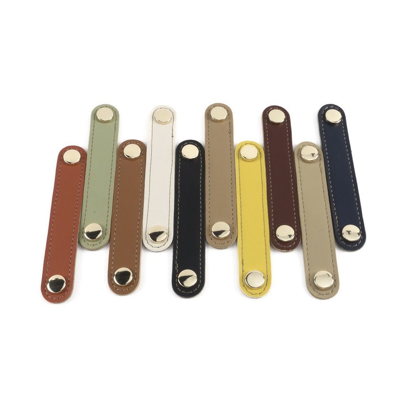 Customized Laser Engraved Leather Cabinet Handles Drawer Pulls Two Pieces 5 59x0 98 Inch Yellow Single Hole Collision Prevention Safe Door Grips - Image 1