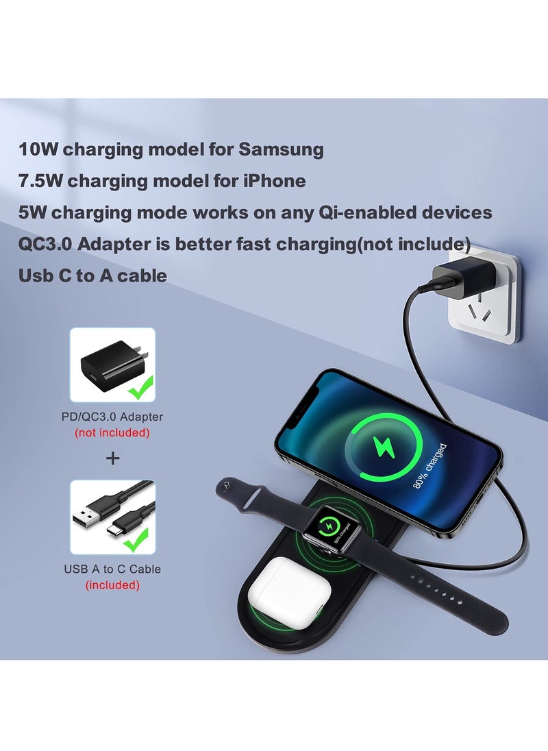 Excefore - Wireless Charger, 3 in 1 Wireless Charging Station Compatible with iPhone 14/13/12 Pro/11/11 Pro Max/XS Max/XR/X , Fast Charging Pad Dock for iWatch 6/5/4/3/2/se, for Pods 1/2 /Pro 2 - Image 1