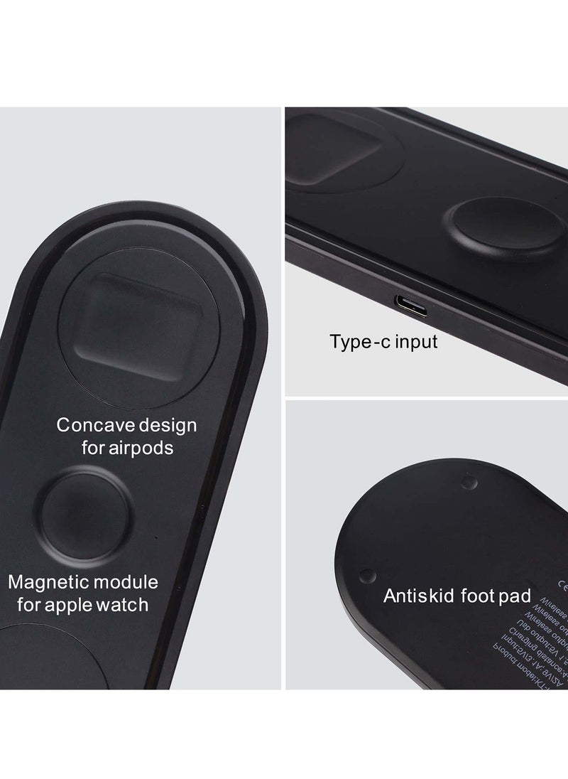 Excefore - Wireless Charger, 3 in 1 Wireless Charging Station Compatible with iPhone 14/13/12 Pro/11/11 Pro Max/XS Max/XR/X , Fast Charging Pad Dock for iWatch 6/5/4/3/2/se, for Pods 1/2 /Pro 2 - Image 1