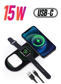 Wireless Charger, 3 in 1 Wireless Charging Station Compatible with iPhone 14/13/12 Pro/11/11 Pro Max/XS Max/XR/X , Fast Charging Pad Dock for iWatch 6/5/4/3/2/se, for Pods 1/2 /Pro 2