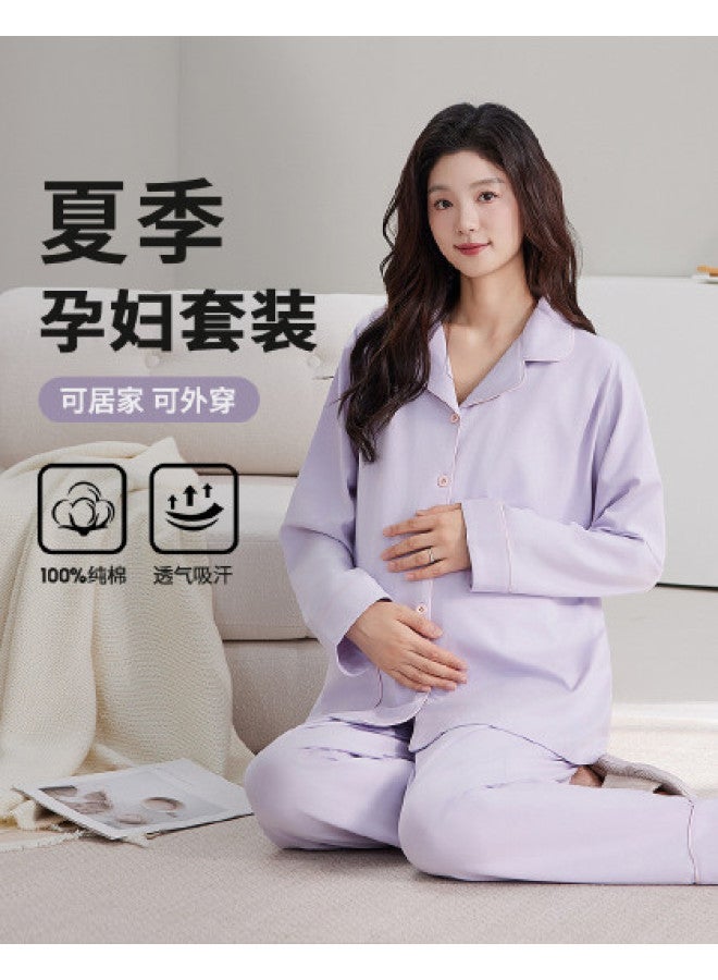 Nordon Summer Women'S Pajama Set - Long Sleeve & Pants Soft Open Front Solid Color Loungewear - Image 1