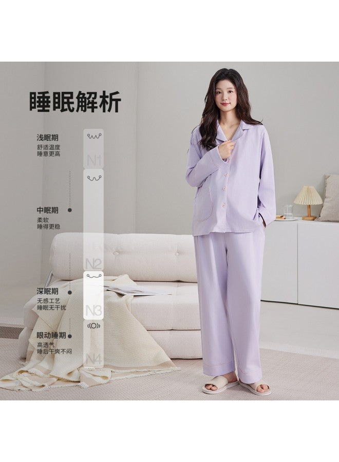 Nordon Summer Women'S Pajama Set - Long Sleeve & Pants Soft Open Front Solid Color Loungewear - Image 5