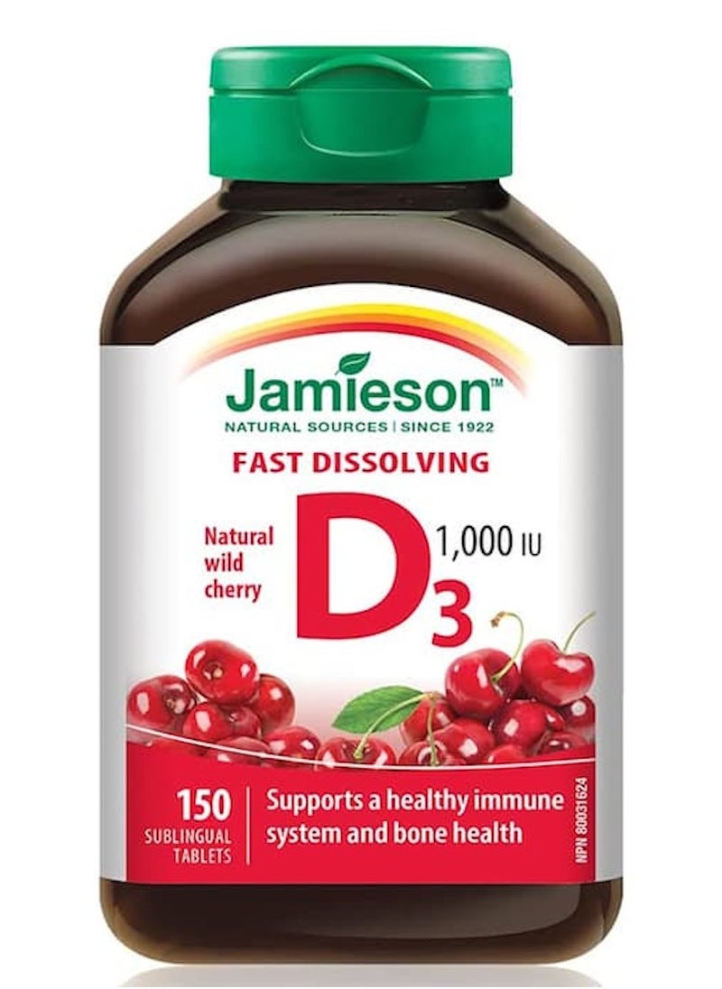 Jamieson Jamieson Vitamin D3 1,000 IU Fast Dissolving Tablets - Natural Wild Cherry Flavour, 150 Count 