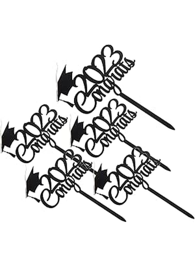 Graduation Cake Decorations Acrylic Picks Cupcake Toppers Set Of 5 Party Decor - Image 1