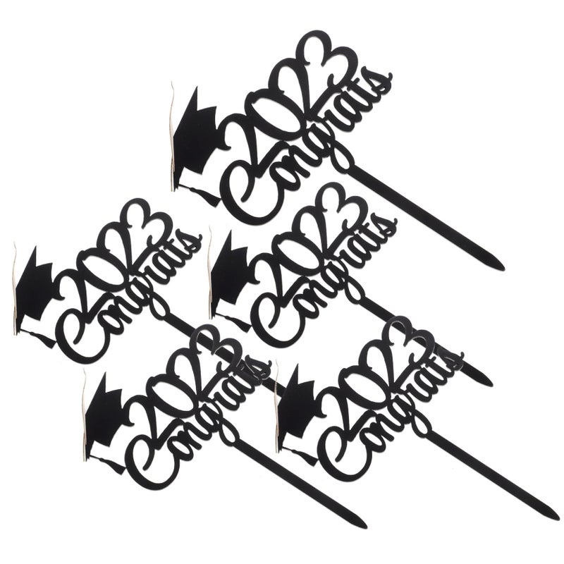 Graduation Cake Decorations Acrylic Picks Cupcake Toppers Set Of 5 Party Decor - Image 2