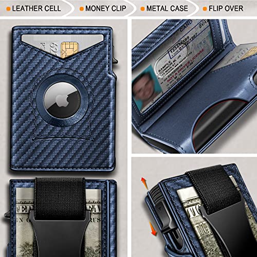 KEMISANT Airtag Wallet Men,Mens Slim Front Pocket Wallet Money Clip Standard or Apple Airtag Use 3.8"×2.8"×0.9" - Image 3
