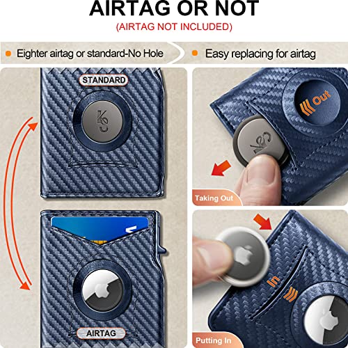 KEMISANT Airtag Wallet Men,Mens Slim Front Pocket Wallet Money Clip Standard or Apple Airtag Use 3.8"×2.8"×0.9" - Image 2