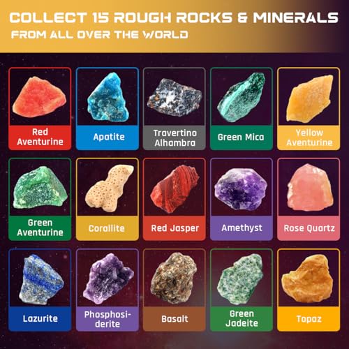 PIBEX Gemstone Dig Kit Dig up 15 Rocks Minerals from Earth Moon Mars Solar System Planets Geology Science Set Space Rock Mining Toys for Kids STEM Gift for Boys Girls Age 6812 - Image 5