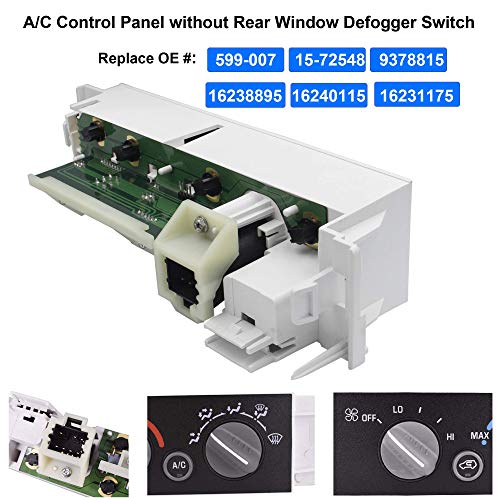 MOCW 9378815 15-72548 599-007 AC Heater Control Panel Climate Control Module Switch Without Rear Window Defogger for 1996-1999 Chevy Truck GMC C1500 C2500 C3500 K1500 K2500 K3500 Truck 16231175 - Image 2