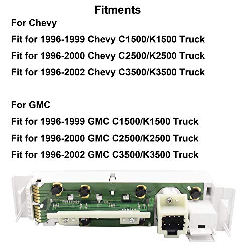 MOCW 9378815 15-72548 599-007 AC Heater Control Panel Climate Control Module Switch Without Rear Window Defogger for 1996-1999 Chevy Truck GMC C1500 C2500 C3500 K1500 K2500 K3500 Truck 16231175 - Image 3