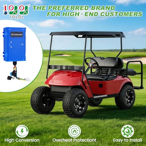 9.99WORLD MALL Universal Golf Cart Voltage Reducer DC Converter 36V or 48V to 12V 30 A 360W for EZGO Club Car Yamaha Golf Carts, with Power Cables - Image 2