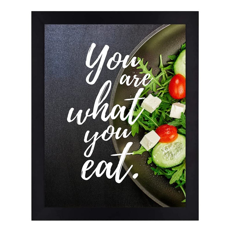 Interio Crafts Motivational Wall Frames Eat Healthy Inspirational Quotes Food Framed Poster for Dinning Kitchen Cafe Restaurant Decor Synthetic Wood 13 X 10 Inches