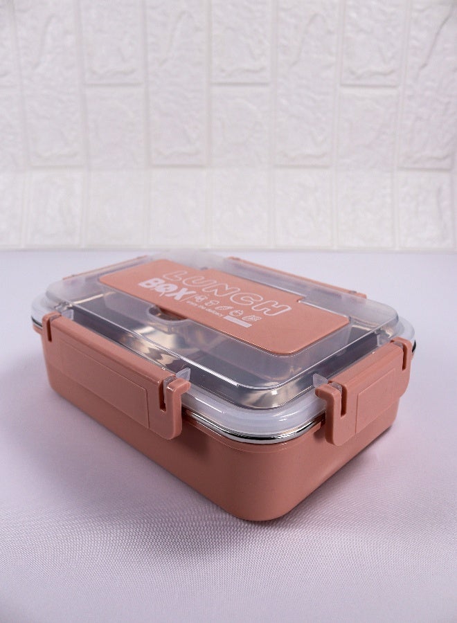 Toshionics Stainless Steel Lunch Box with 2 Compartments, Spoon, Lid Cutlery Storage, Leakproof, Microwave & Freezer Safe,  BPA-Free-Removable Tray – 1.4L – for School, Office, Travel, Gym – 20x14x5 cm - Image 4