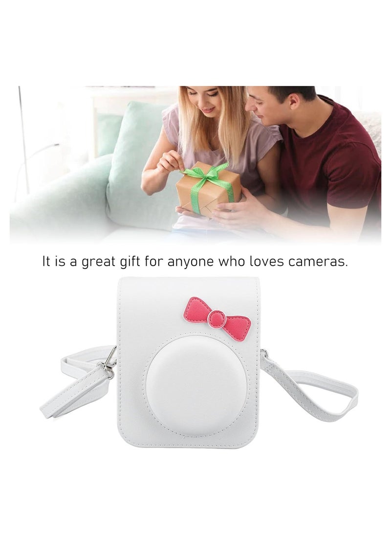Generic Fujifilm Instax Mini 12 Camera Case, Cute Bow Tie PU Leather Case, Mini 12 Instant Camera, Portable Camera Bag with Adjustable Child Shoulder Strap  - Image 5
