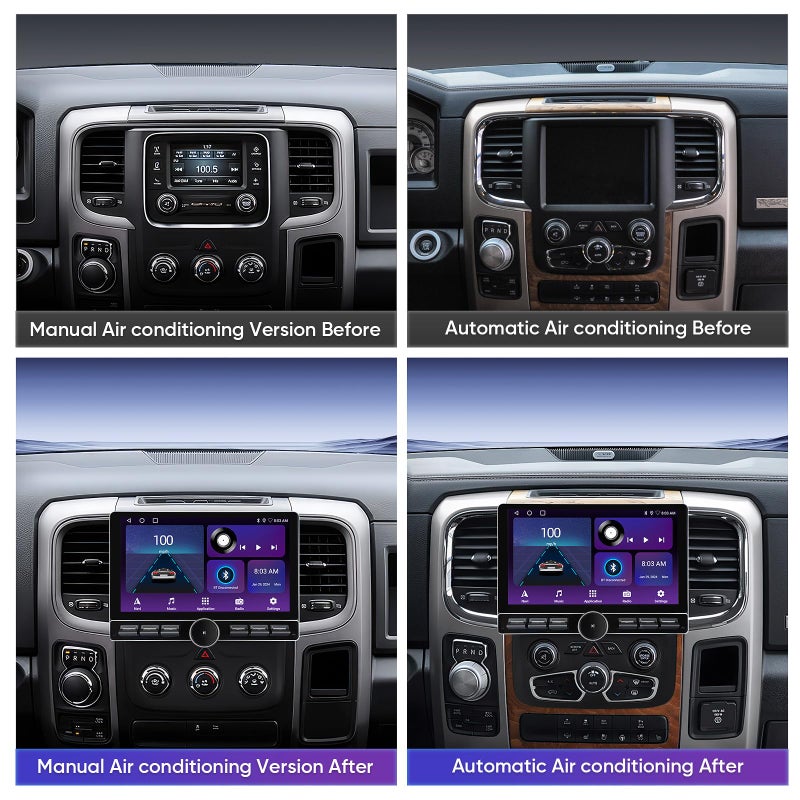 Generic 10 inch Touchscreen Car Stereo Radio for Dodge Ram 1500 2500 3500 2013-2018(Manual Auto AC) 2019-2024 Classic Replacement Dash Kit w/Wired Wireless CarPlay Android Auto DSP GPS Navigation(2GB+64GB)  - Image 2