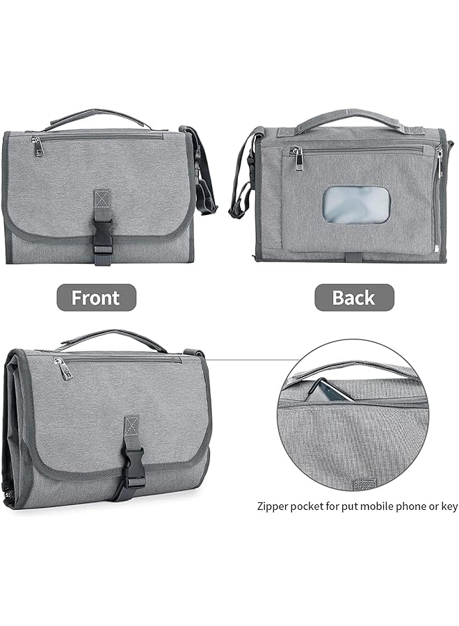 Excefore Waterproof Baby Diaper Changing Pad Folding Diaper Pad For Toddler Portable Waterproof Changing Pad Multi Functional Stroller Bag Multiple Storage Pockets Reusable Infant Changing Diaper Mat - Image 4