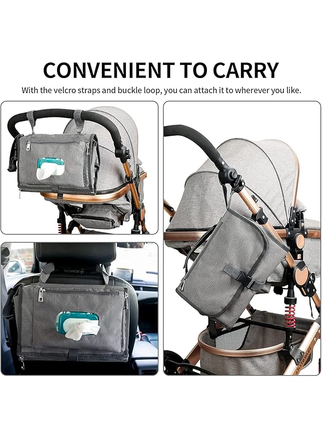 Excefore Waterproof Baby Diaper Changing Pad Folding Diaper Pad For Toddler Portable Waterproof Changing Pad Multi Functional Stroller Bag Multiple Storage Pockets Reusable Infant Changing Diaper Mat - Image 5