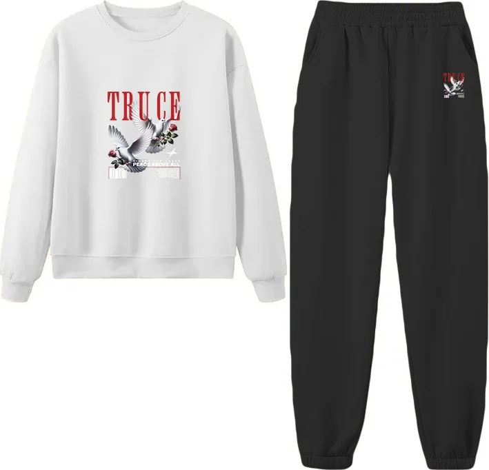 DogFish Tracksuit Oversize Dovegraphic Printed Tracksuit White