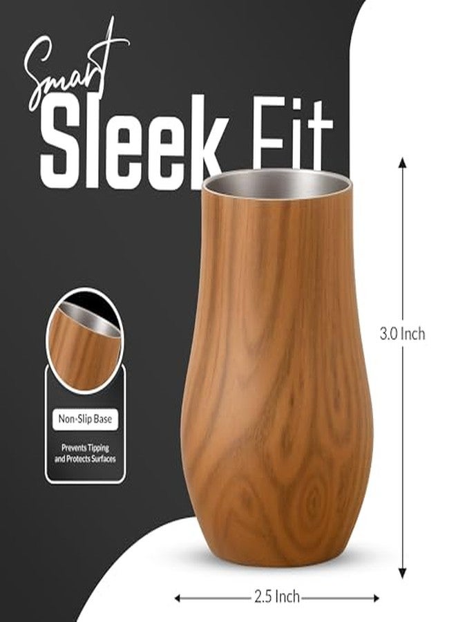 Snute Double-Wall Insulated Whiskey Glass - 6 oz Stemless Nosing Stainless Steel Whisky Glass - Ideal Gift for Bourbon and Whisky Lovers (Walnut - Pack of 1) - Image 4