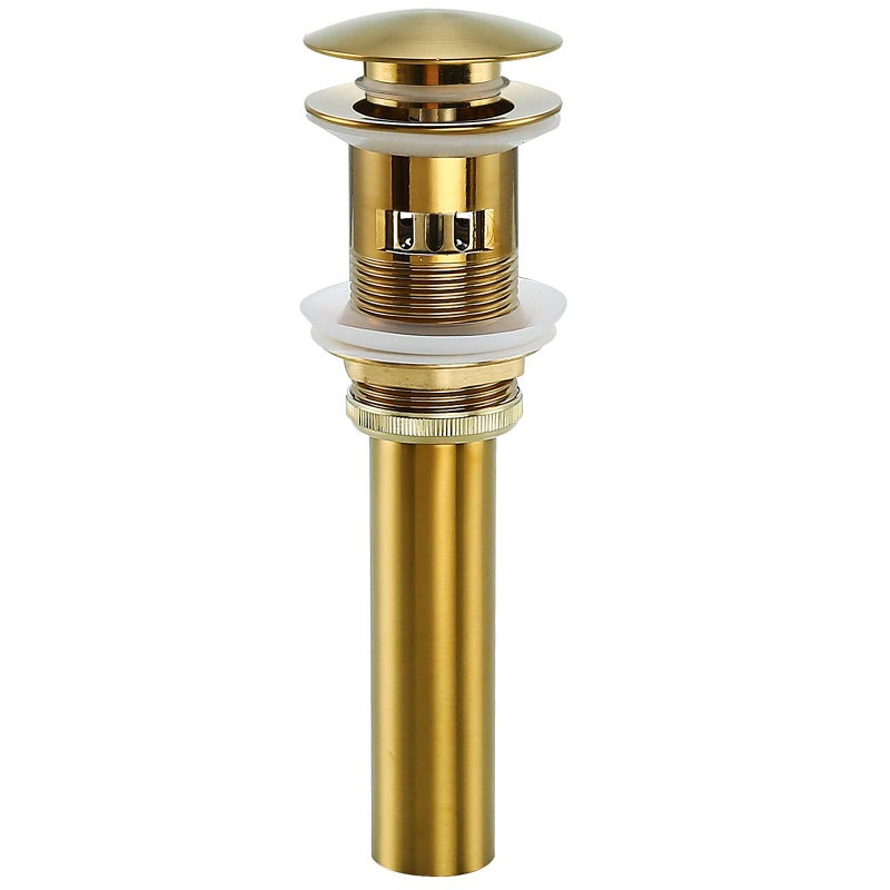 SWHYGER Champagne Bronze Sink Drain with OverflowBrass Bathroom Sink 1 14 Drain with Removable Brass Strainer Basket Push Sink Pop Up Drain836061CB