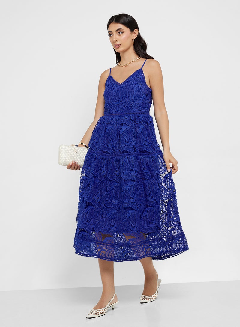 YAS Cobalt Lace Midi Dress - Image 1