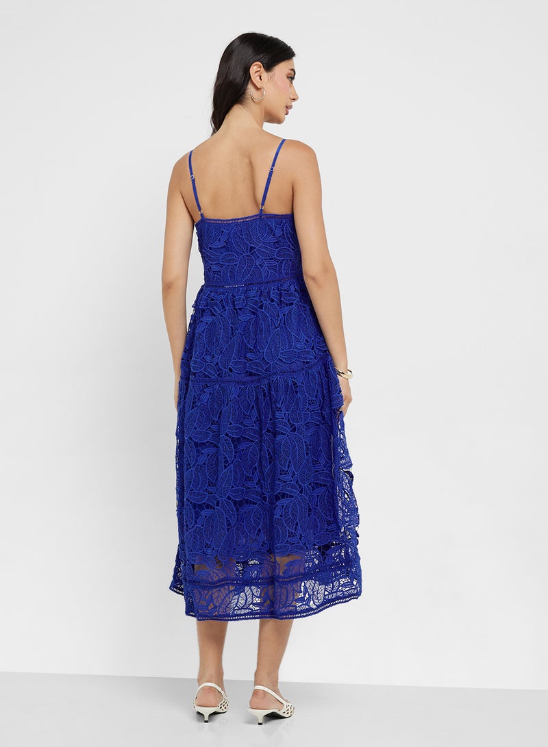 YAS Cobalt Lace Midi Dress - Image 2