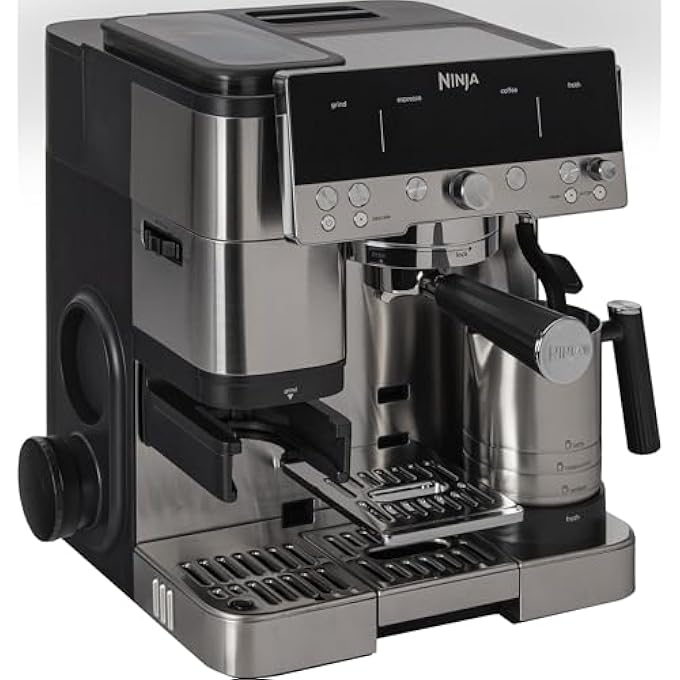 Ninja Luxe Premier Es601Eu 3In1 Coffee Maker With Grinder And Frother For Latte Cappuccino Cold Brew  Espresso Easy To Use 4 Presets For Frothing Silver - Image 1