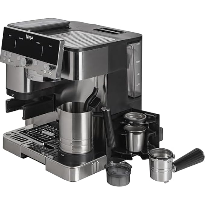 Ninja Luxe Premier Es601Eu 3In1 Coffee Maker With Grinder And Frother For Latte Cappuccino Cold Brew  Espresso Easy To Use 4 Presets For Frothing Silver - Image 2