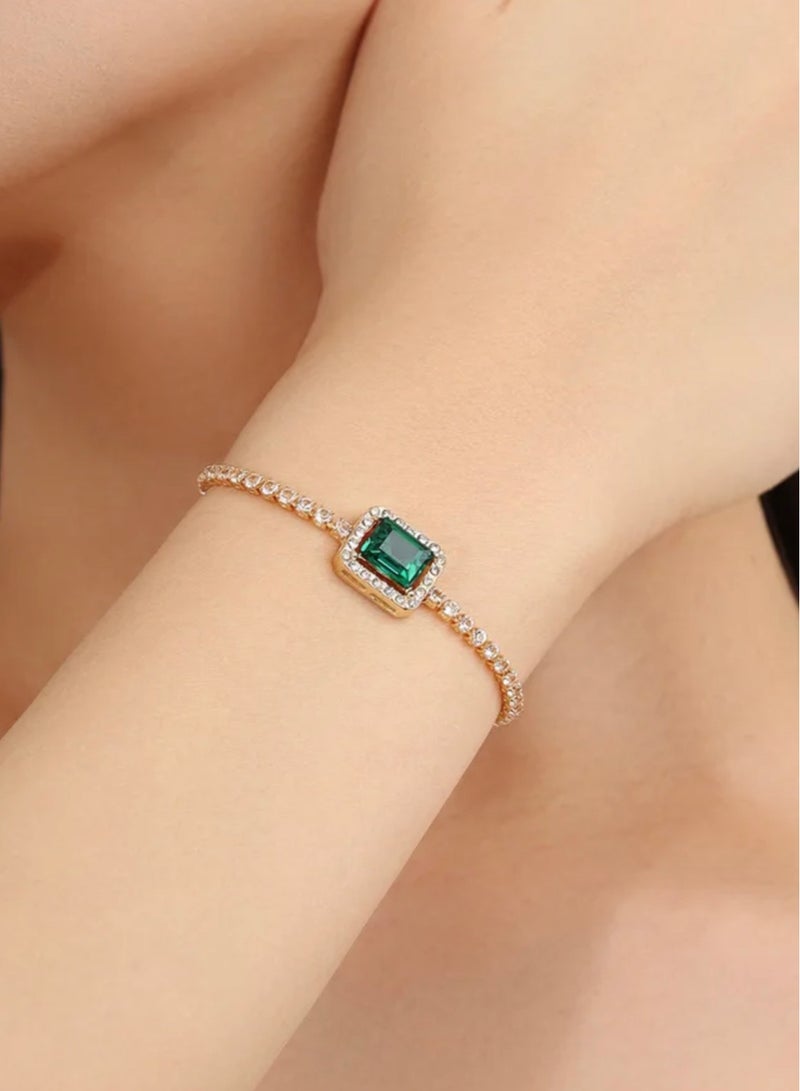 إيكوال اسوارة نسائية أنيقة وفاخرة باللون الذهبي مرصعة بالزركون - Image 2